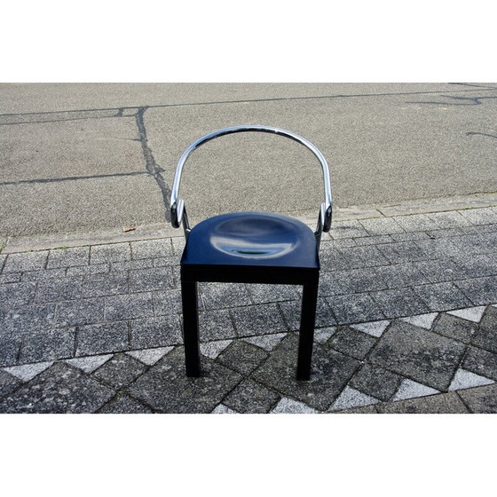 Image 1 of Pair of vintage Space Age chairs in chromed steel and lacquered beech, 1980