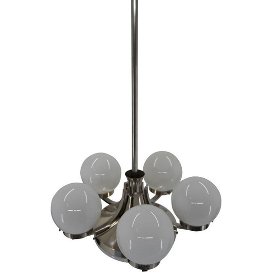 Image 1 of Vintage art deco nickel-plated chandelier, 1930