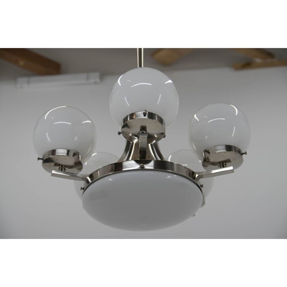 Image 1 of Vintage art deco nickel-plated chandelier, 1930