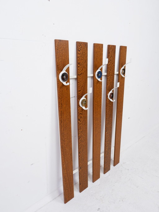 Large Wenge wall coat rack, 1970s