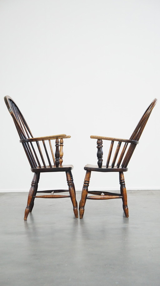 2 X Wooden Dining Chair With Armrests