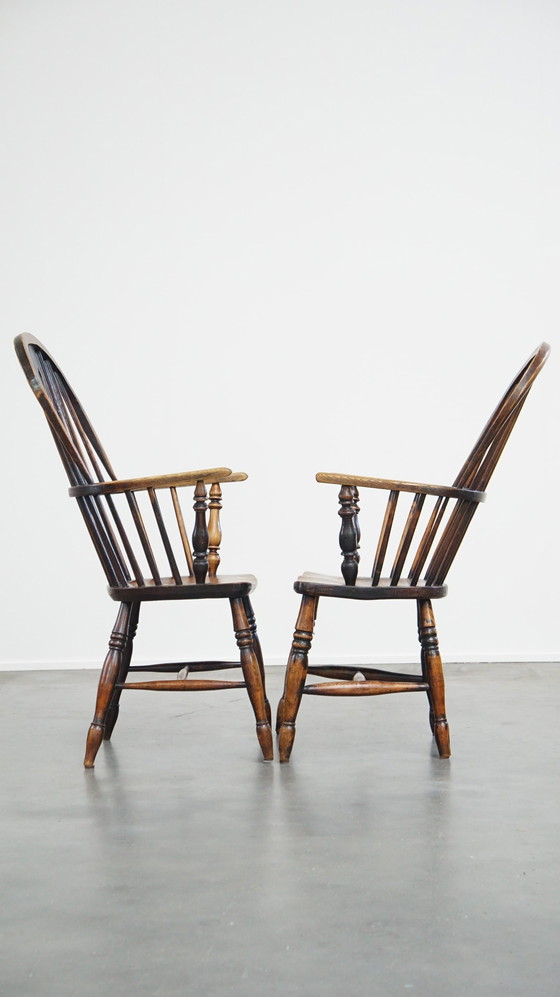 Image 1 of 2 X Wooden Dining Chair With Armrests