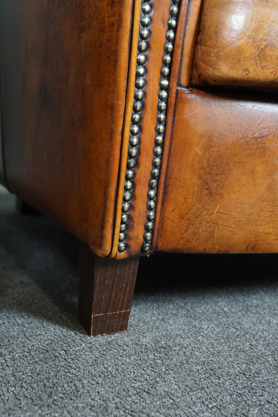 Image 1 of Set of two sheep leather club chairs with fixed cushions