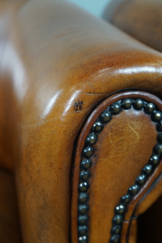 Image 1 of Set of two sheep leather club chairs with fixed cushions