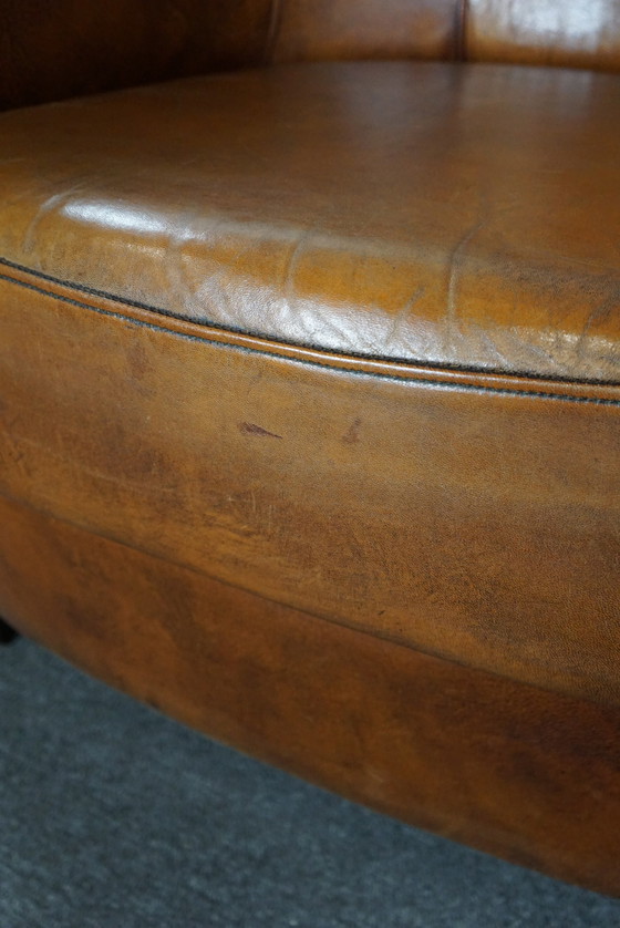 Image 1 of Set of two sheep leather club chairs with fixed cushions