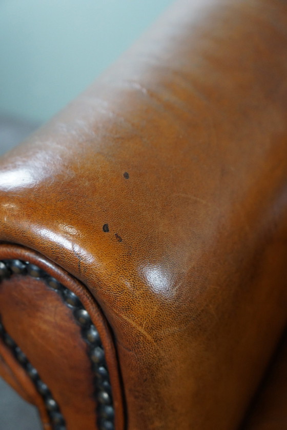 Image 1 of Set of two sheep leather club chairs with fixed cushions