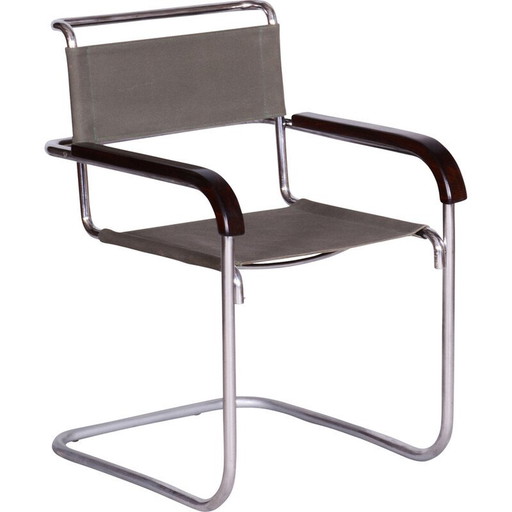 Vintage Bauhaus armchair in chromed steel by Marcel Breuer for Thonet, Czechoslovakia 1930