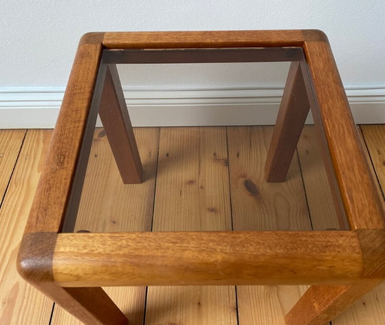 Image 1 of 60s oak Mid Century Design table plant  stand