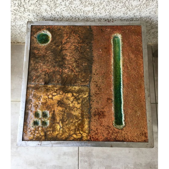 Image 1 of Vintage steel coffee table and pair of sofa ends by Robert and Jean Cloutier, 1950