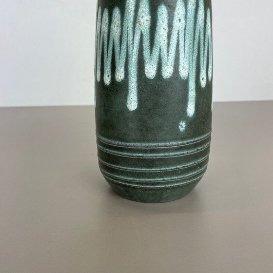 Image 1 of Vintage green and white fat lava ceramic vase for Scheurich, Germany 1970s
