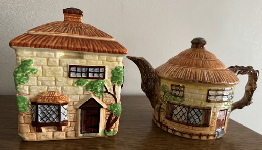 Vintage Set Of Teapot With Cookie Box Beswick Ware