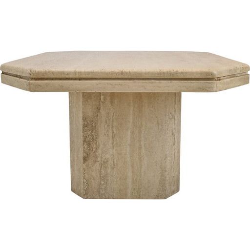 Italian vintage coffee table in travertine, 1980s