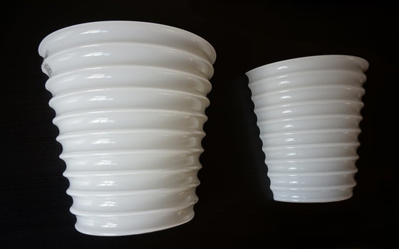 Image 1 of Leucos Modulo P22 Set Of 2 Murano Wall Lamps By Toso & Massari