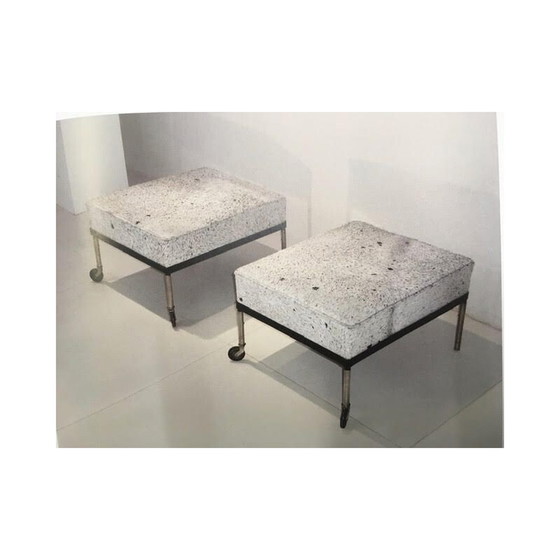 Image 1 of Pair of vintage tubular stools lacquered in black "horse guard" model by Mathieu Mategot, 1960