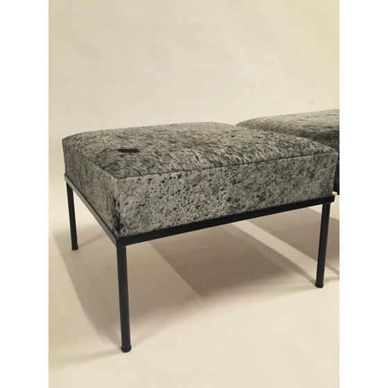 Image 1 of Pair of vintage tubular stools lacquered in black "horse guard" model by Mathieu Mategot, 1960
