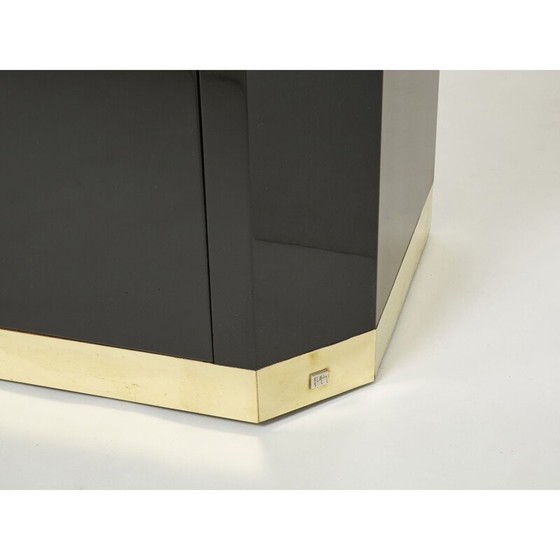 Image 1 of Black lacquer and brass vintage sideboard by J.C. Mahey for Maison Romeo, 1970