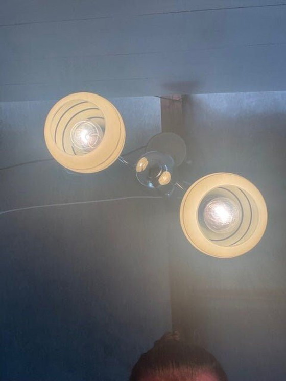 Image 1 of 60's Ceiling lights glass milk green and chrome