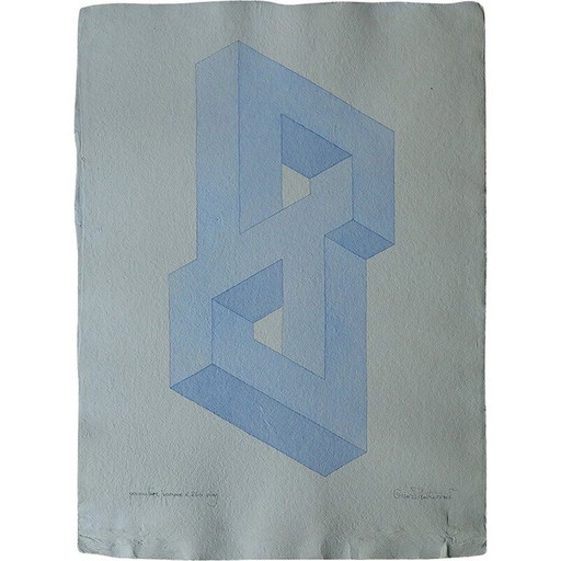 Dipinto d'epoca su carta di riso giapponese di Oscar Reutersvärd