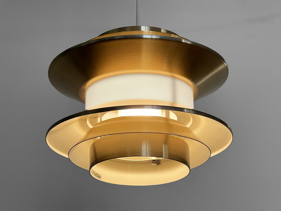 Image 1 of Pendant Light "Trava" In Golden Aluminium By Carl Thore For Granhaga Metallindustri. Sweden 1970S