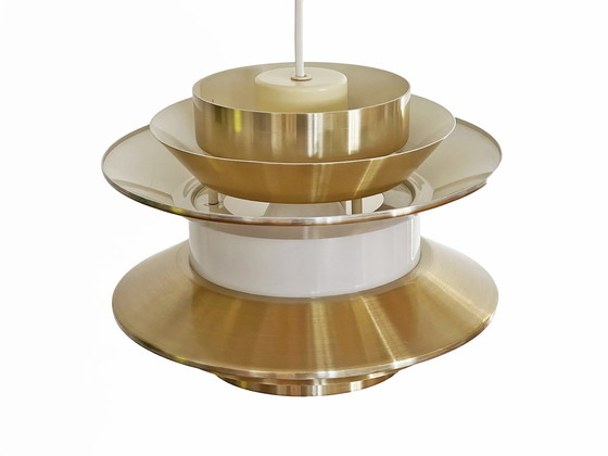 Image 1 of Pendant Light "Trava" In Golden Aluminium By Carl Thore For Granhaga Metallindustri. Sweden 1970S