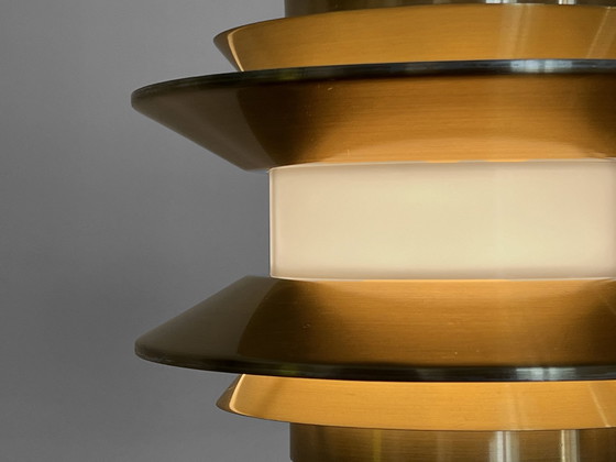 Image 1 of Pendant Light "Trava" In Golden Aluminium By Carl Thore For Granhaga Metallindustri. Sweden 1970S