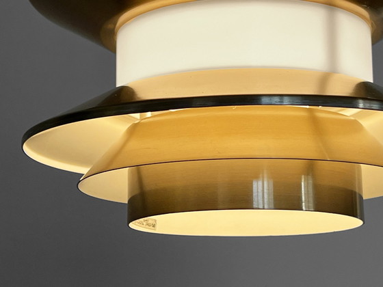 Image 1 of Pendant Light "Trava" In Golden Aluminium By Carl Thore For Granhaga Metallindustri. Sweden 1970S