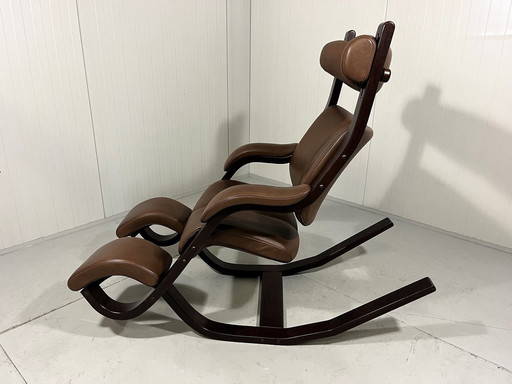 Peter Opsvik Leather Gravity Balance Armchair For Stokke 1980