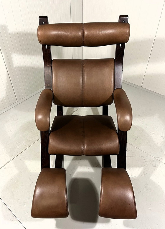 Image 1 of Peter Opsvik Leather Gravity Balance Armchair For Stokke 1980