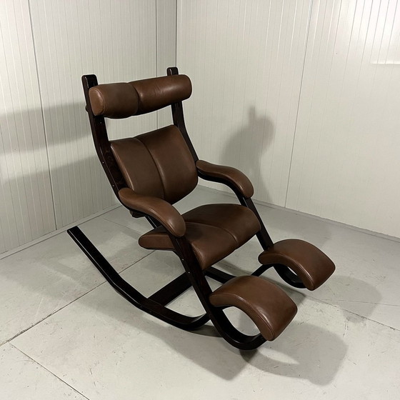 Image 1 of Peter Opsvik Leather Gravity Balance Armchair For Stokke 1980