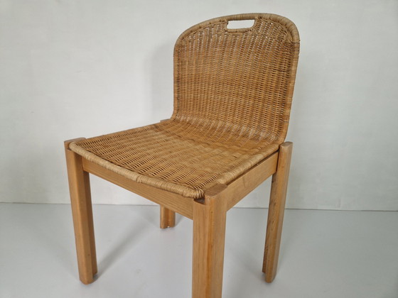 Image 1 of Vintage Wooden And Rattan Chairs, 1970S, Set Of 2
