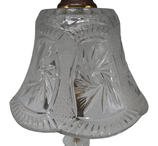 Vintage Bohemian crystal mushroom table lamp