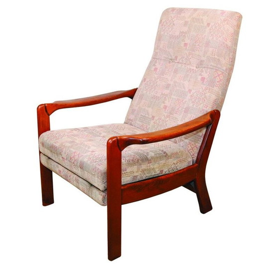 Image 1 of Danish vintage recliner armchair with folding footrest, 1960s