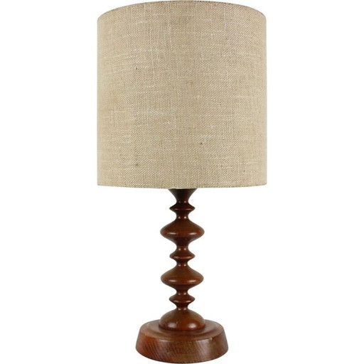 Vintage wooden table lamp by Antonín Hepnar, Czech 1970