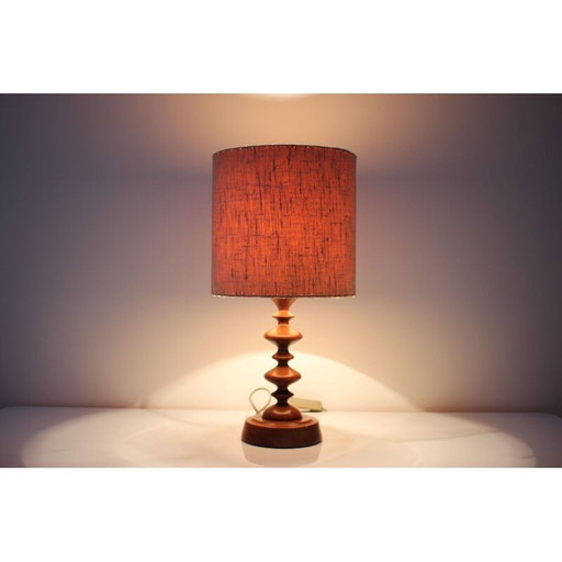 Vintage wooden table lamp by Antonín Hepnar, Czech 1970