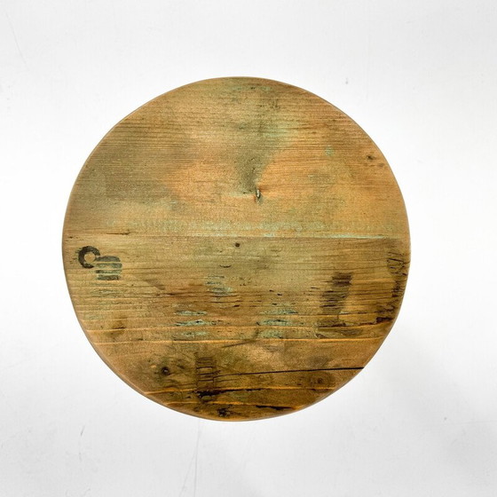 Image 1 of Vintage industrial stool in steel and wood, Czechoslovakia 1950