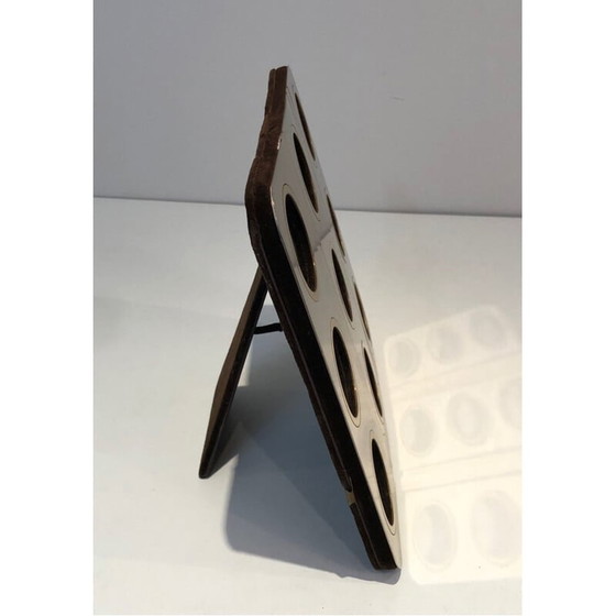 Image 1 of Vintage photo frame in brushed metal and brass, France 1970