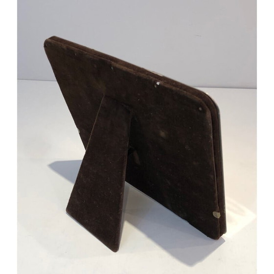 Image 1 of Vintage photo frame in brushed metal and brass, France 1970