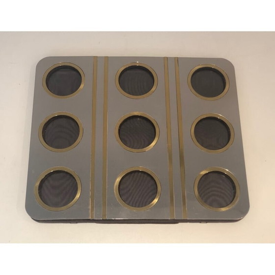 Image 1 of Vintage photo frame in brushed metal and brass, France 1970