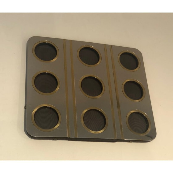 Image 1 of Vintage photo frame in brushed metal and brass, France 1970