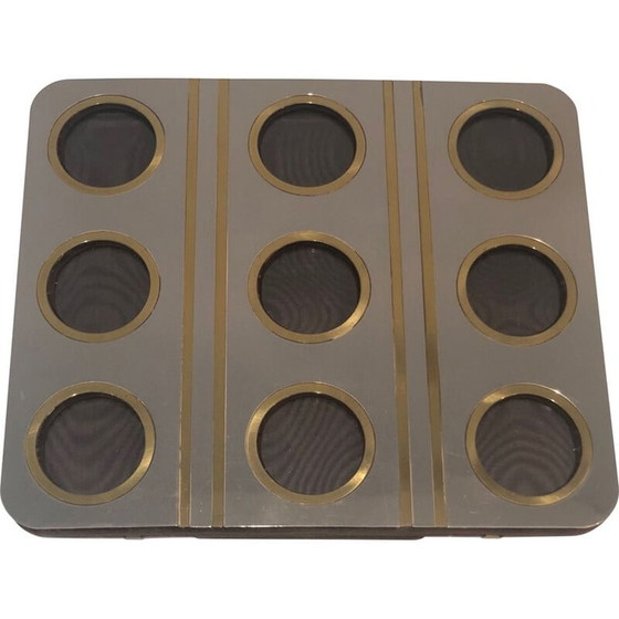 Image 1 of Vintage photo frame in brushed metal and brass, France 1970