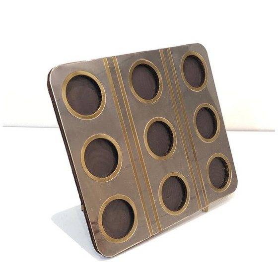 Image 1 of Vintage photo frame in brushed metal and brass, France 1970