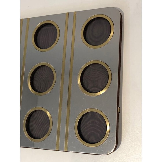 Image 1 of Vintage photo frame in brushed metal and brass, France 1970