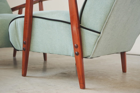 Image 1 of Pair Of Restored 1940S Ash Wood Armchairs In Mid-Century Modern Style