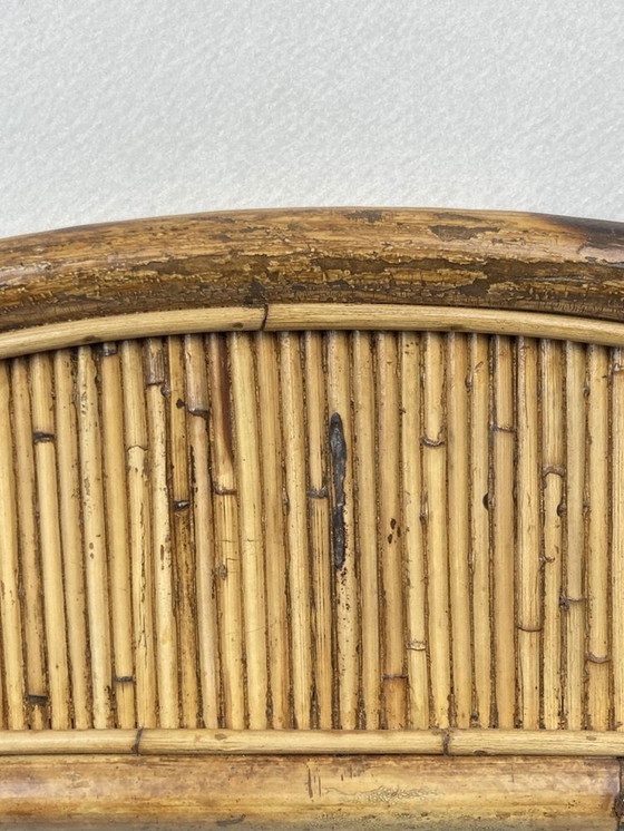 Image 1 of Regency Palm Bamboo Rattan Pencil Reed Mirror, 1960S