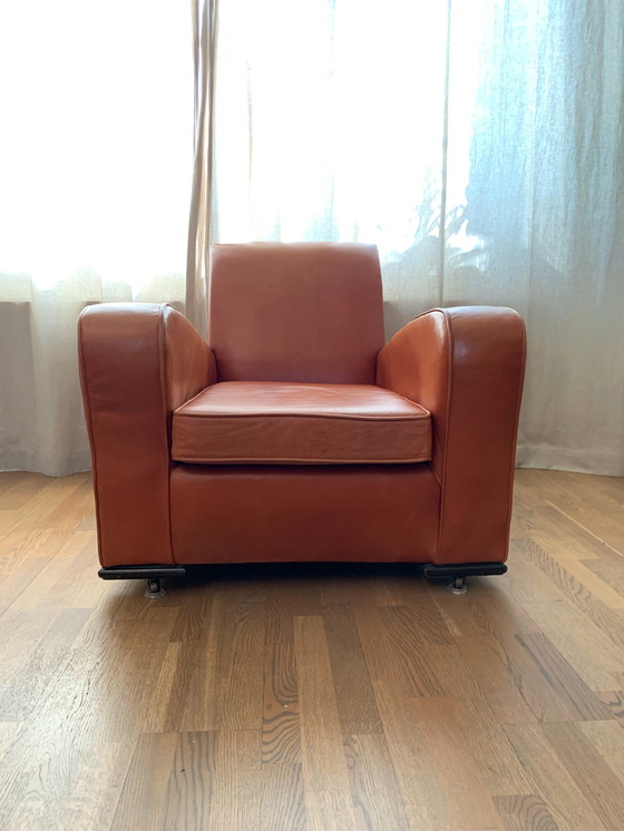 Image 1 of 2x unique retro leather smoking chairs