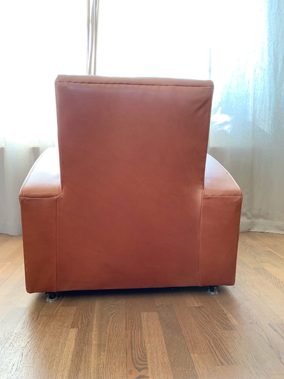 Image 1 of 2x unique retro leather smoking chairs