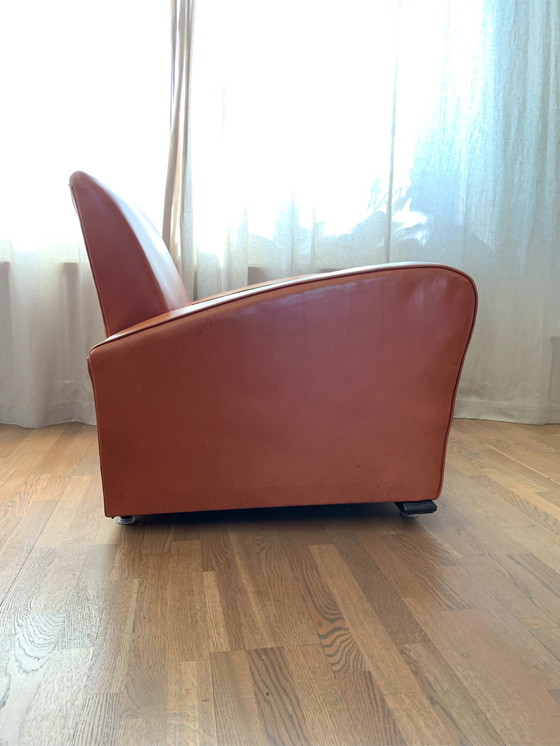 Image 1 of 2x unique retro leather smoking chairs