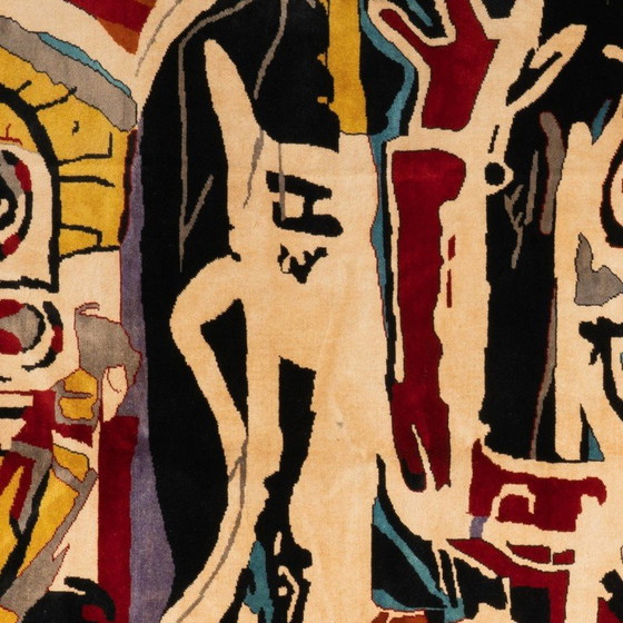 Image 1 of Têtes de poule" vintage rug by Jean-Michel Basquiat, 1982