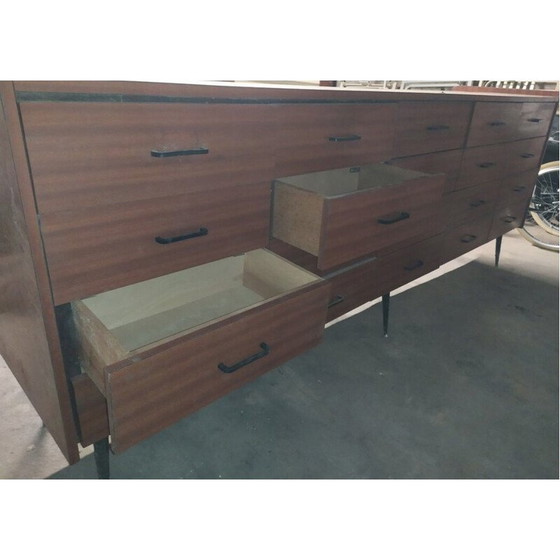 Image 1 of Vintage glass pharmacy display counter with sliding doors pharmacy cabinet