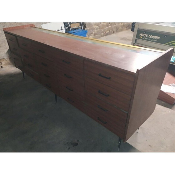 Image 1 of Vintage glass pharmacy display counter with sliding doors pharmacy cabinet